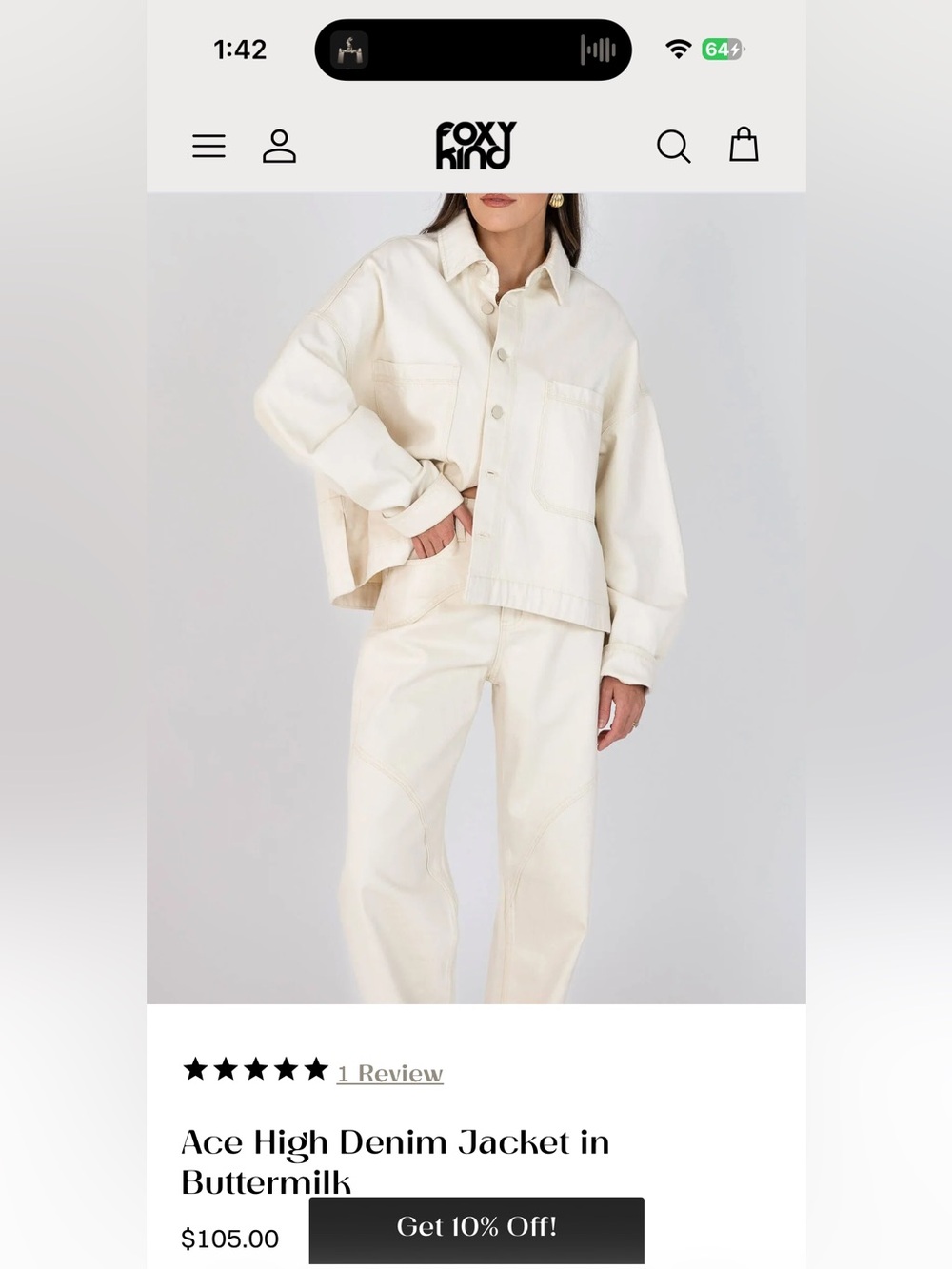 Foxy Kind Cream denim jacket